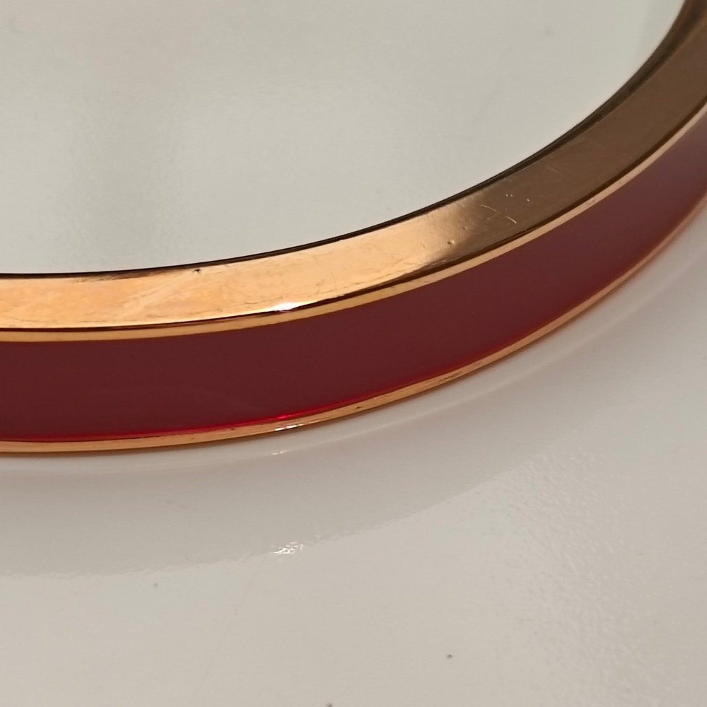 Anne Klein Rose Gold Tone Red Enamel Hinged Bangle Bracelet Cuff Extender Link - Picture 4 of 4